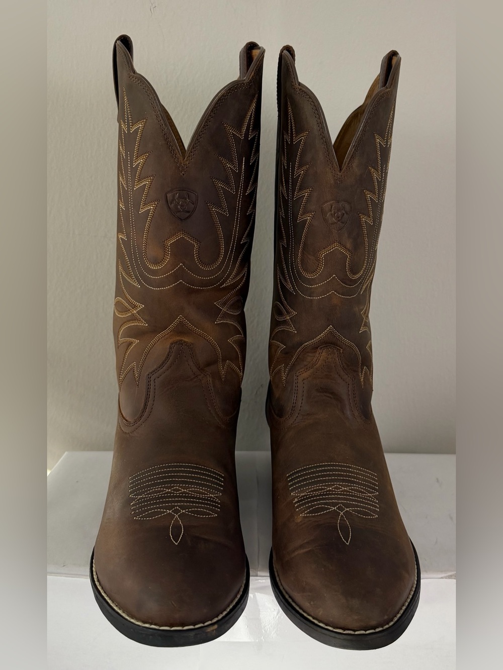 Ariat Heritage Western R-Toe Boots Distressed Brown Leather 10001021 Womens 10B